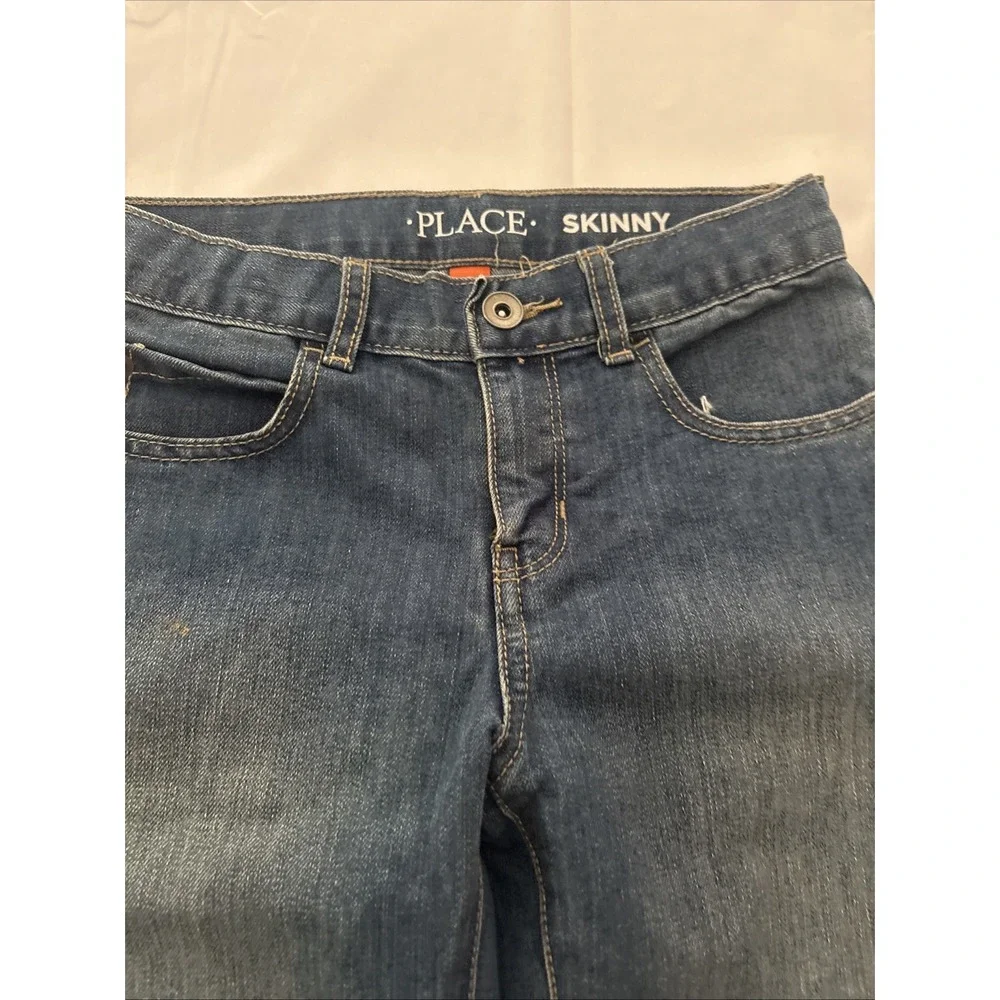 Childrens Place Girls Skinny Jeans Size 8 Adjustable Waist Dark Blue Wash